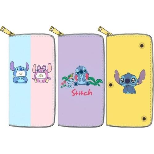 Disney New Stitch PU Long Zipper Wallet Stitch Wallet Student Cute Wallet Birthday Gift Coin Purse Money Purse