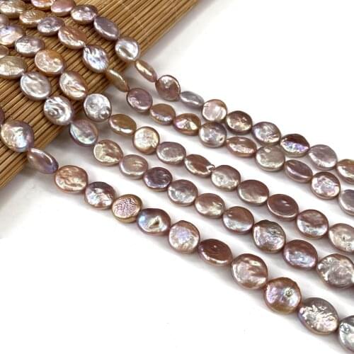 Natural Freshwater Pearl Beads Button shape Punch Loose Beads For jewelry making DIY necklace bracelet accessories 11-12mm