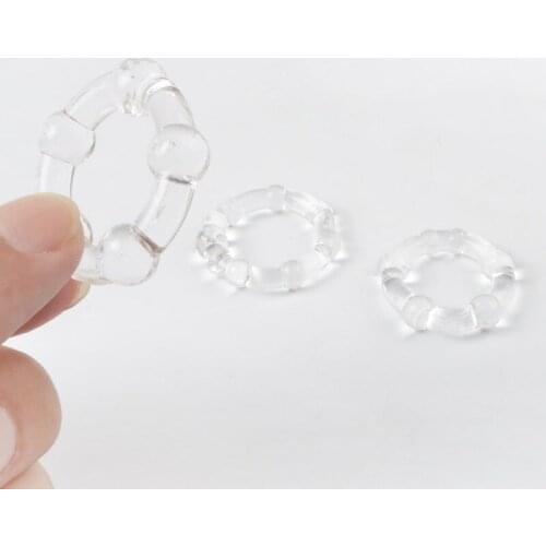 3pcs Transparent Sling Bead Delay Ring Mens Three-Color Horseshoe Ring Foreskin Resistance Complex Ring Adult Sexy Aid