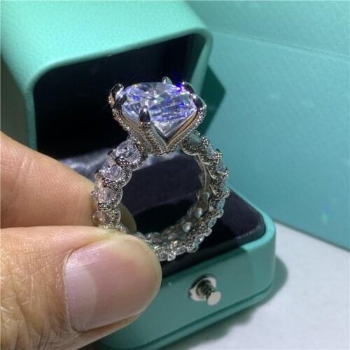 Hip Hop Vintage Fashion Jewelry Big Stone 925 Sterling Silver Oval Cut 5A Zircon Dragon Claw Women Wedding Bridal Band Ring Gift