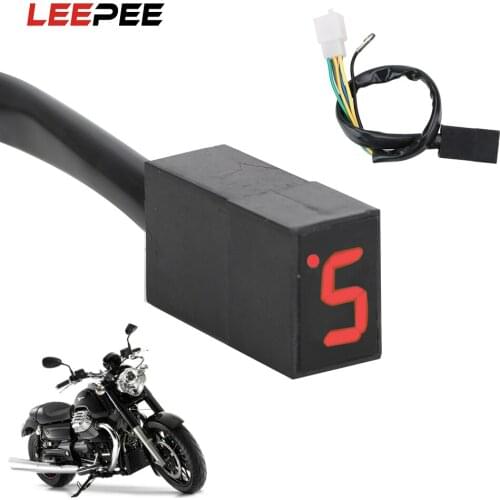 LEEPEE Motorcycle Shift Lever Sensor Gear Indicator Red LED Display 5 Gears Universal SUV Motorcycle Modification