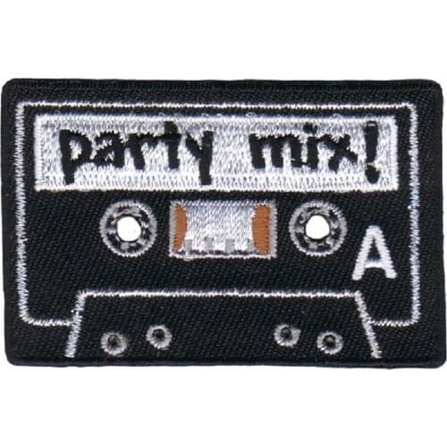 Hot! Cassette Tape Applique Patch - Party Mix, Music Badge (Iron on) (Size is about 7-4.8 cm)