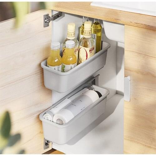 Multifunctional Hanging Storage Basket Wall-mounted Storage Push-pull Storages Basket Kitchen Drawer Rack Cabinet For Seasoning