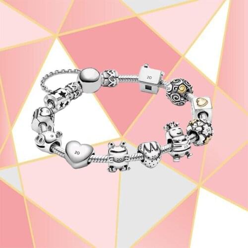 Fashion 100% S925 Sterling Silver Classic 20th Anniversary Series Bracelet Set Original Diy Jewelry Suitable For Women