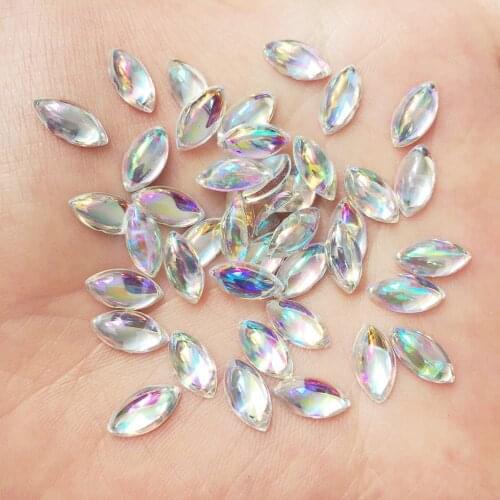 NEW 150PCS AB Epoxy resin 5*10mm clear horse eye Flatback rhinestone scrapbook DIY wedding ornaments appliques PF497