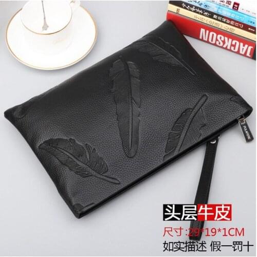 2020 new leather young mens handbag top layer cowhide Korean fashion casual handbag