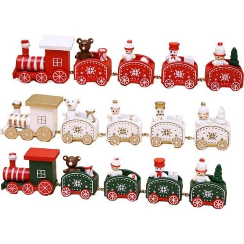 New Year Gift Christmas Gift Train Painted Wood Christmas Decoration For Home With Santa/bear Xmas Kid Toys Ornament Navidad