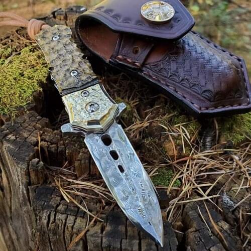 Camping knife, Fruit knife, Outdoor knife, Damascus knife QFJ01