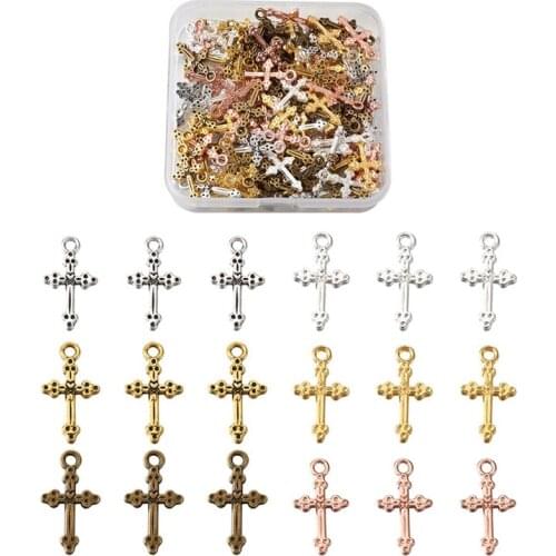 Pandahall 120pcs Hollow Cross Alloy Pendants Charm for Jewelry Making DIY Bracelet Necklace Jewelry Gift