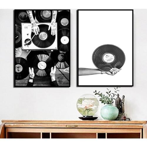 Poster Black And White Vinyl Record Modern Music Wall Art Canvas Painting Musician Gift Studio Decoration Picture