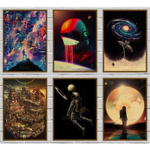 Astronaut Space Dreaming Posters Kraft Paper Vintage Poster Wall Pictures Bar Posters and Prints Home Decor 42X30cm