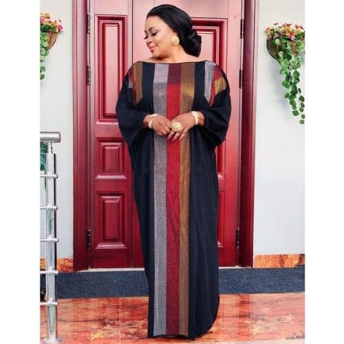 DOIB African Dresses Women Hot Drill Diamond Batwing Sleeve Sequin Dress Lady Dashiki Clothes Abaya Dubai Robe Dress