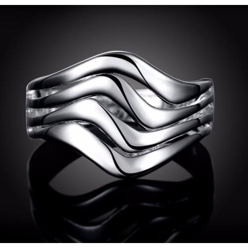 Christmas gift for women girl silver color ring Lovely Wedding Gift silver color ring Cute fashion classic Jewelry size 8 R123