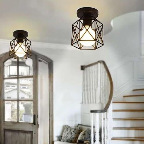 Simple And Personalized Wrought Iron Industrial-style Ceiling Lamp Office Home Corridor Living Room Lighting Decoration 2021