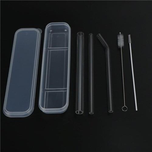 Clear Glass Water Reusable Drinking Straws With Brush Bar Accessories