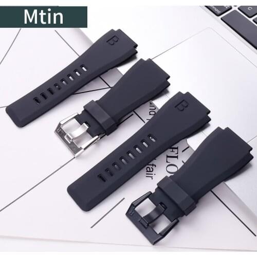 Rubber strap mens pin buckle watch accessories For Bell Ross BR01 24mm outdoor sports waterproof wristband ladies Watchbands