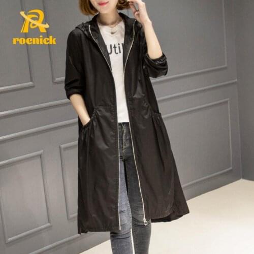 ROENICK Women's Hooded Trench Coats