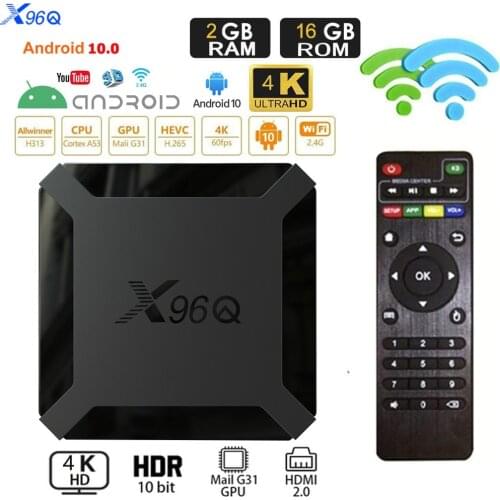 X96Q Android 10.0 Smart TV BOX 2GB 16GB Allwinner H313 Quad Core 4K Mini Set top fast tv box 2.4G Wifi Youtube pk X96