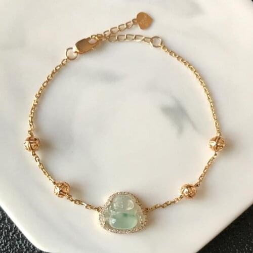 Inspired design new natural ice seed chalcedony jade Buddha ornaments bracelet exquisite and elegant ladies silver jewelry