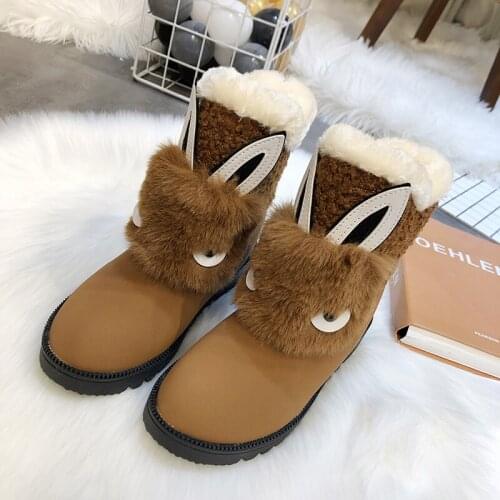2019 Winter Shoes Women Boots Non-Slip Fashion Female Shoes Boots for Womens Platform Female Fur Boots Furry Snow Boots U11-12