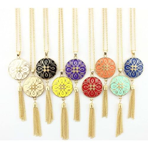 Top Quality Enamel Monogram Tassel Necklace Women ZWPON Fashion Jewelry Gold Chinese Knot Necklace Wholesale