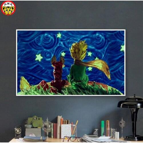 Painting by numbers art paint by number Diy Little Prince and Little Fox Look at Starry Sky Man Manually Filling Color Decorat