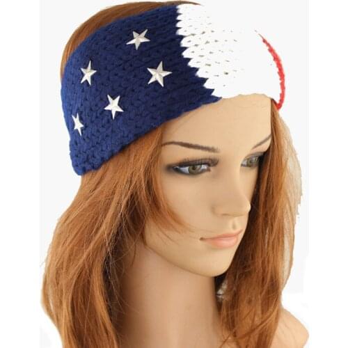 120pcs/lot new fashon knitted U.S flag headband/knit american flag headband