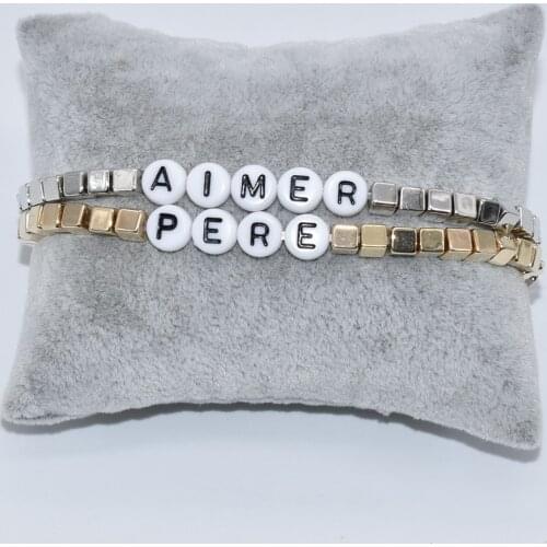 2 pieces per set Mother bracelet Fench Aimer pere words Amier grand-mere bracelets for women