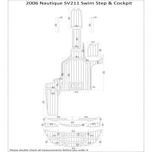 2006 Nautique SV211 Swim Step & Cockpit Pad Boat EVA Teak Decking 1/4" 6mm