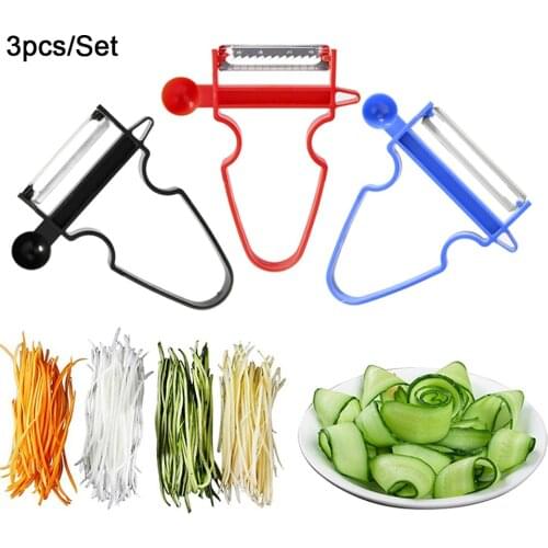 3pcs Vegetable Peeler Stainless Steel Blade Swivel Slicer Julienne Cutter Potatoes Carrots Grater Noodles Shredder Tools Set