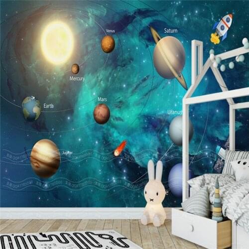Custom Large 3D Murals Space Universe Wallpapers for Childrens Room Starry Sky Planet Wall Papers 3D Stereoscopic Home Decor