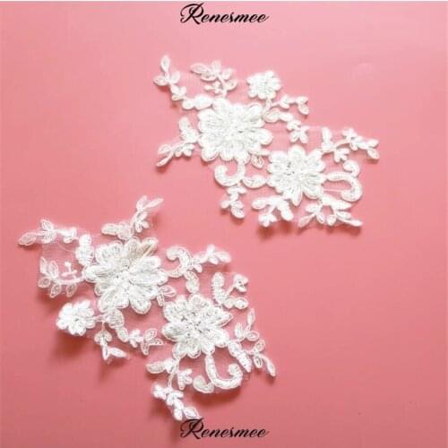 5Pairs Ivory Cording Embroidered Lace Applique Trim For DIY Wedding Garment Shoes Headdress Decoration 18.5X10.5cm SX239