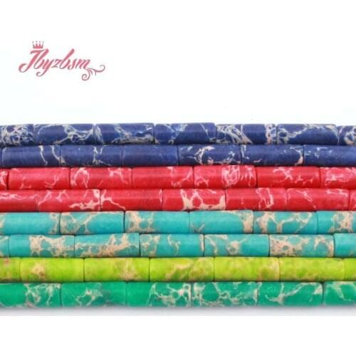 6x16mm Natural Sea Sediment Column Shape Smooth Loose Specer Stone Beads For DIY Jewelry Making Necklace Bracelet Strand 15"