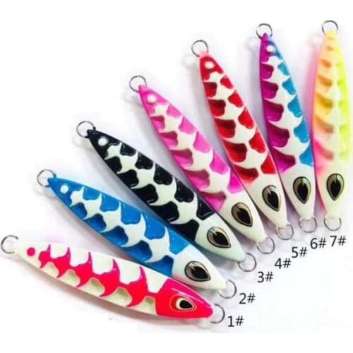 7Pcs Luminous Jigging Metal Fishing Lure 20g 30g 40g 60g 80g 100g 120g Metal Jig Spoon Hard Bait Fishing Octopus Jigging Lure