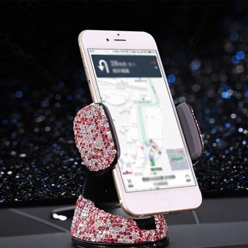 3-in-1 360 Degree Car Phone Holder for Car Dashboard Auto Windows and Air Vent with DIY Crystal Diamond Type for BMW for Toyota