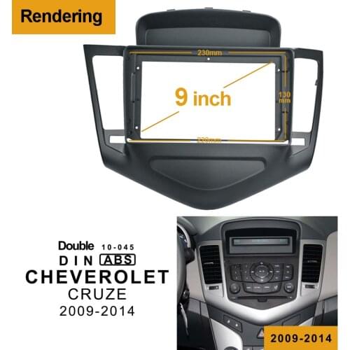 2/1Din Car DVD Frame Audio Fitting Adaptor Dash Trim Kits Facia Panel 9" For Chevrolet CRUZE 2009-2014 Double Din Radio Player