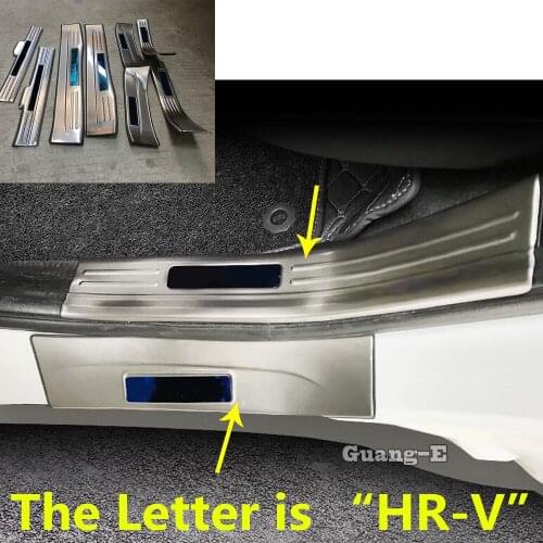 Car Sticker Cover Inner+External Threshold Pedal Door Sill Scuff Plate For Honda HRV HR-V Vezel 2014 2015 2016 2017 2018