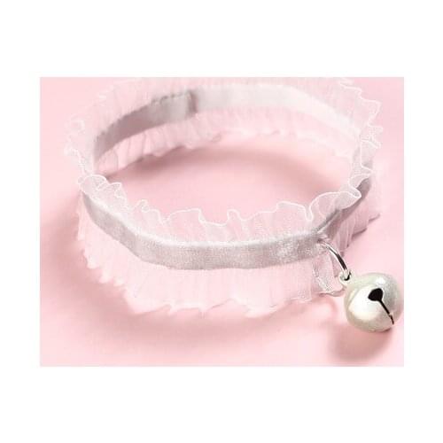 Velvet Wood Ear Lace Elastic Adjustable Pet Bell Collar Cat Dog Rabbit Collar Necklace Pet Supplies Collier For Kittens