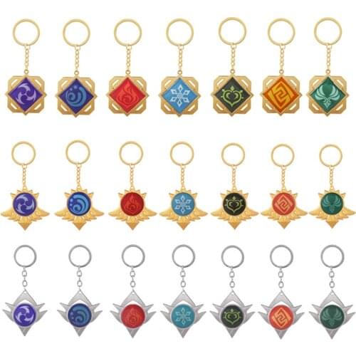 Game Genshin Impact Cosplay Eye of God Key Chains for Men Women Klee Barbatos Pendant Alloy Keychain Keyrings Jewelry Gifts
