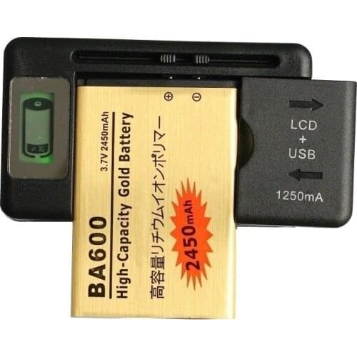 Ciszean 1x 2450mAh BA600 3.7VDC Gold Replacement Li-ion Battery + LCD USB Wall Charger For U Kumquat ST25i ST25C + Tracking Code