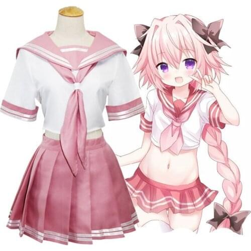 FGO Fate Grand Order Fate Apocrypha Astolfo Cosplay Costume Girls JK School Uniform Cute Pink Top Skirt Anime Costumes
