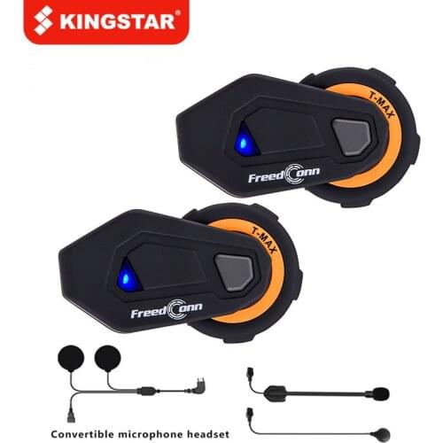 KINGSTAR Motorcycle Helmet Intercom 6 Riders Bluetooth Headset with FM Radio Wireless Headphones with Microphone
