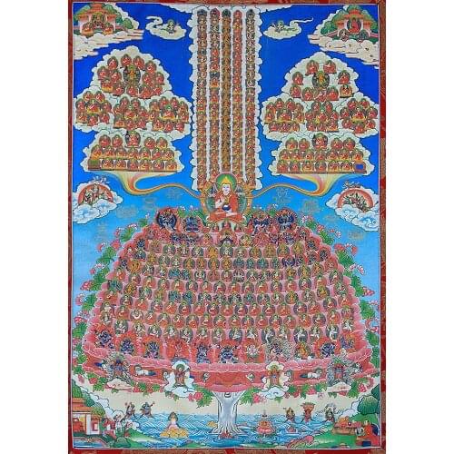 Gelug Sect of Tibetan Thangka painting decorative painting Tsongkhapa Tibetan refuge habitat mineral pigments hand- framed