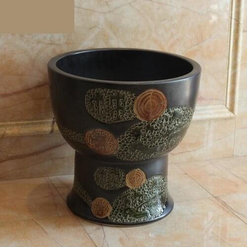 Jingdezhen Ceramic Mop Pool Balcony Art Mop Basin Pier Basin European Style Antique Household Cleaning Cloth Pool mop sinks