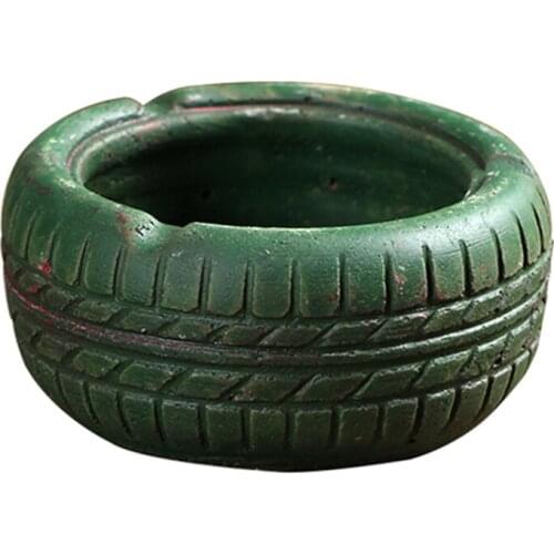 Round Cement Ashtray With Anti-Slip Pat Retro Tire Shape Ashtray Smoking Ash Holdler Living Room Office Coffee Table Decorations