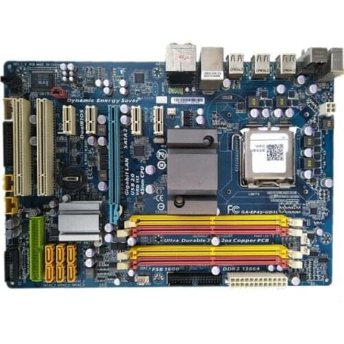 For GIGABYTE GA-EP45-UD3L Desktop Motherboard P45 Socket LGA 775 For Core 2 Pentium D DDR2 16G ATX Used P43-ES3G Mainboard