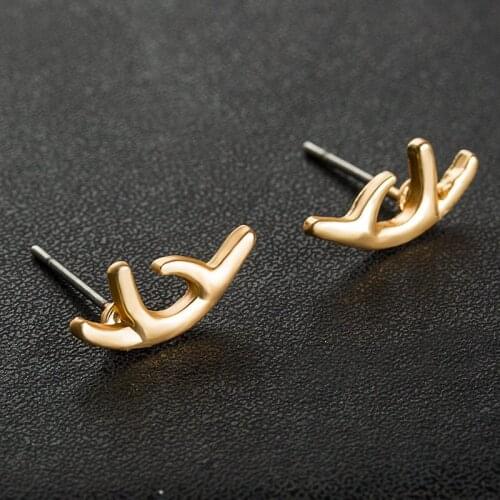 Fashion Metal Elk Antlers Earrings Simple Vintage Cartoon Stud Earrings Japanese Style 2018 New Jewelry For Women Gift