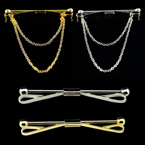 Gentlemen Tie Clip Bar Clasp Cravat Pin Skinny Collar Necktie Brooch