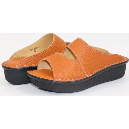 Thick bottom leather slippers Women slippers Comfortable leather slippers Women slippers