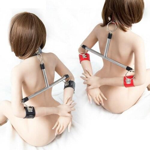 Neck & Arms Double Spreader Bar Hand Cuffs Set Bondage Fetish Restraints Sex Handcuffs with Collar Sex Toys for Couples